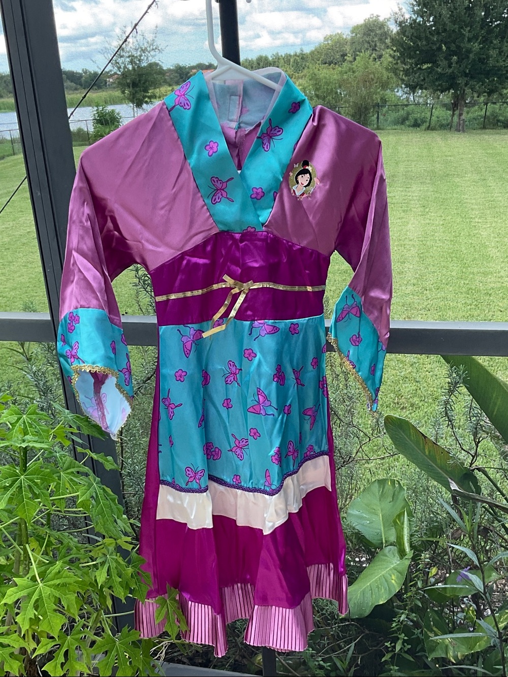 Disney Store Mulan Purple, Pink & Teal Butterfly Kimono-Style Costume Dress 4\5